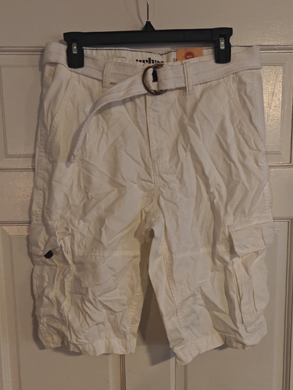 urban pipeline White Cargo Shorts with Belt